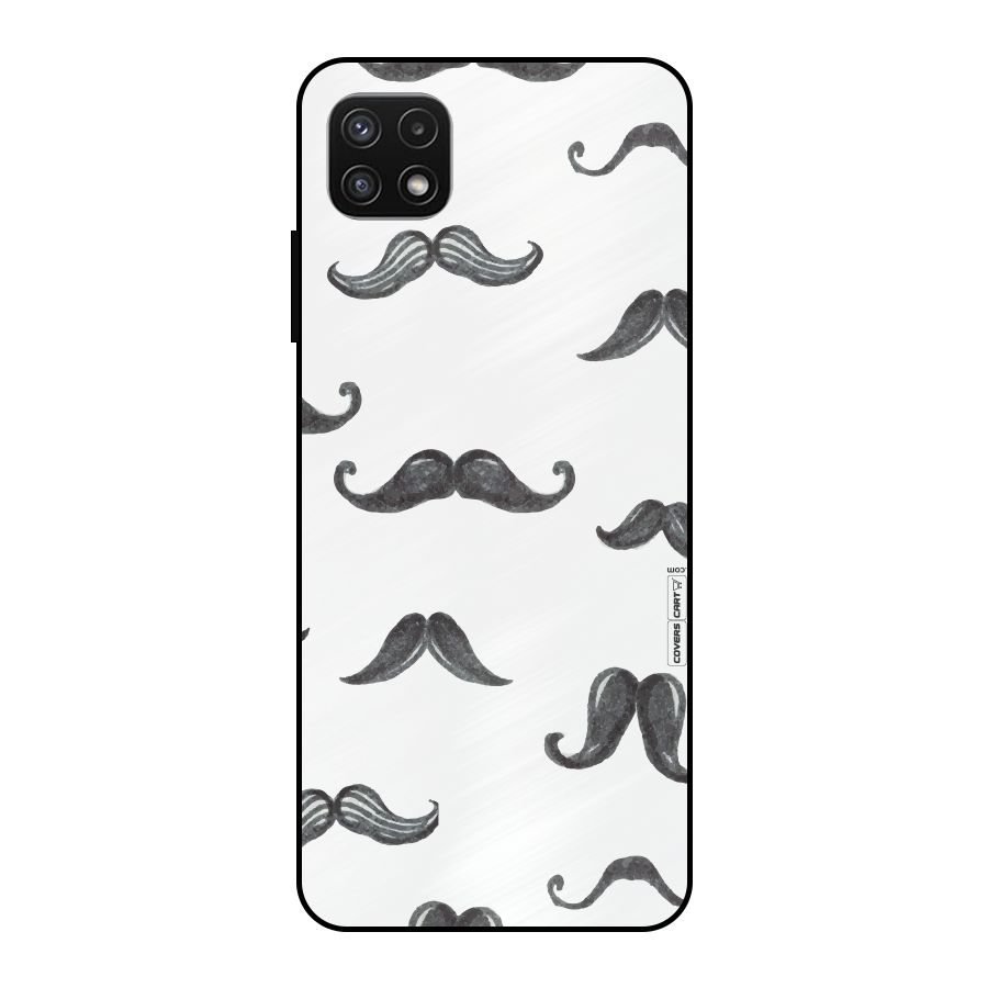 Moustache Pattern (Black) Metal Back Case for Galaxy A22 5G