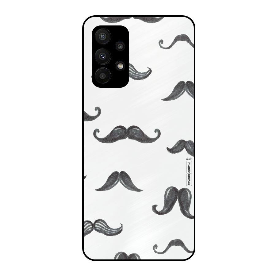 Moustache Pattern (Black) Metal Back Case for Galaxy A23