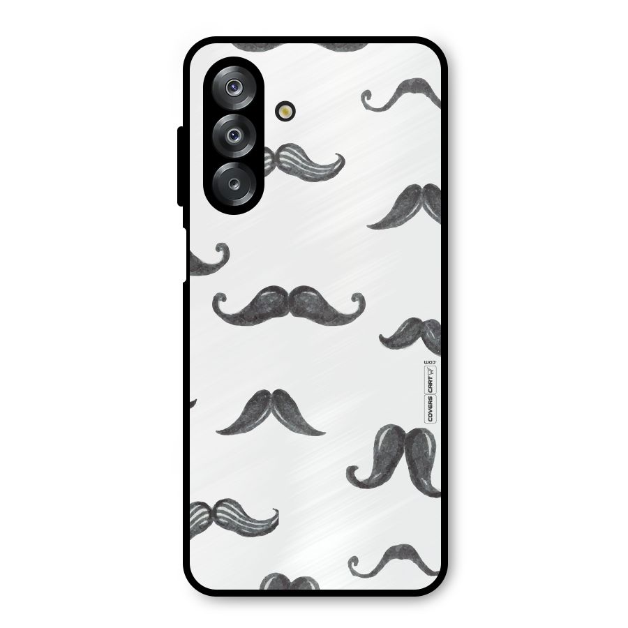 Moustache Pattern (Black) Metal Back Case for Galaxy A26