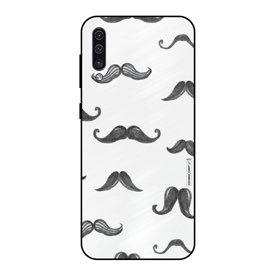 Moustache Pattern (Black) Metal Back Case for Galaxy A30s