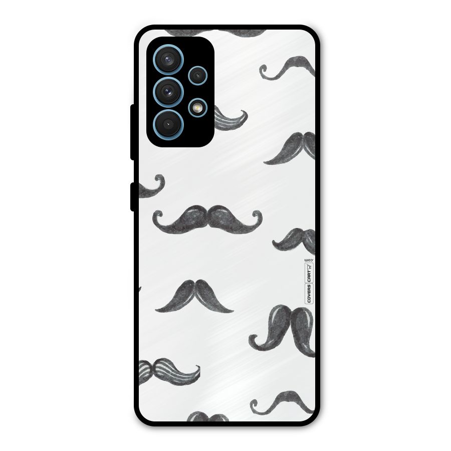 Moustache Pattern (Black) Metal Back Case for Galaxy A32