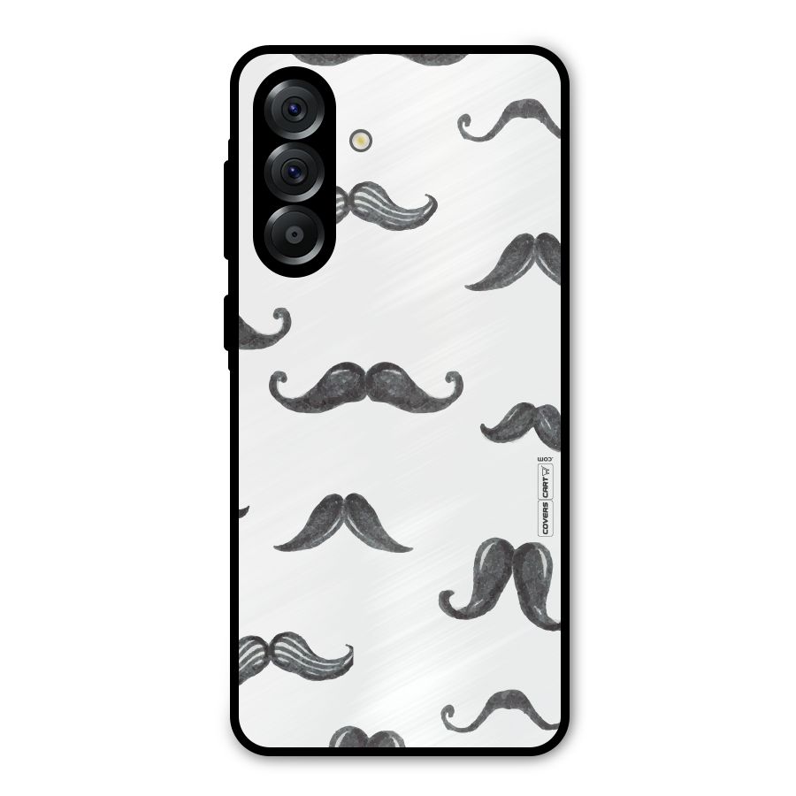 Moustache Pattern (Black) Metal Back Case for Galaxy A36
