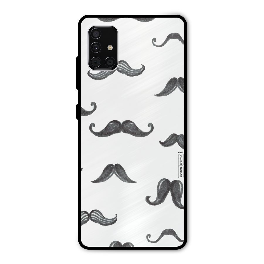 Moustache Pattern (Black) Metal Back Case for Galaxy A51