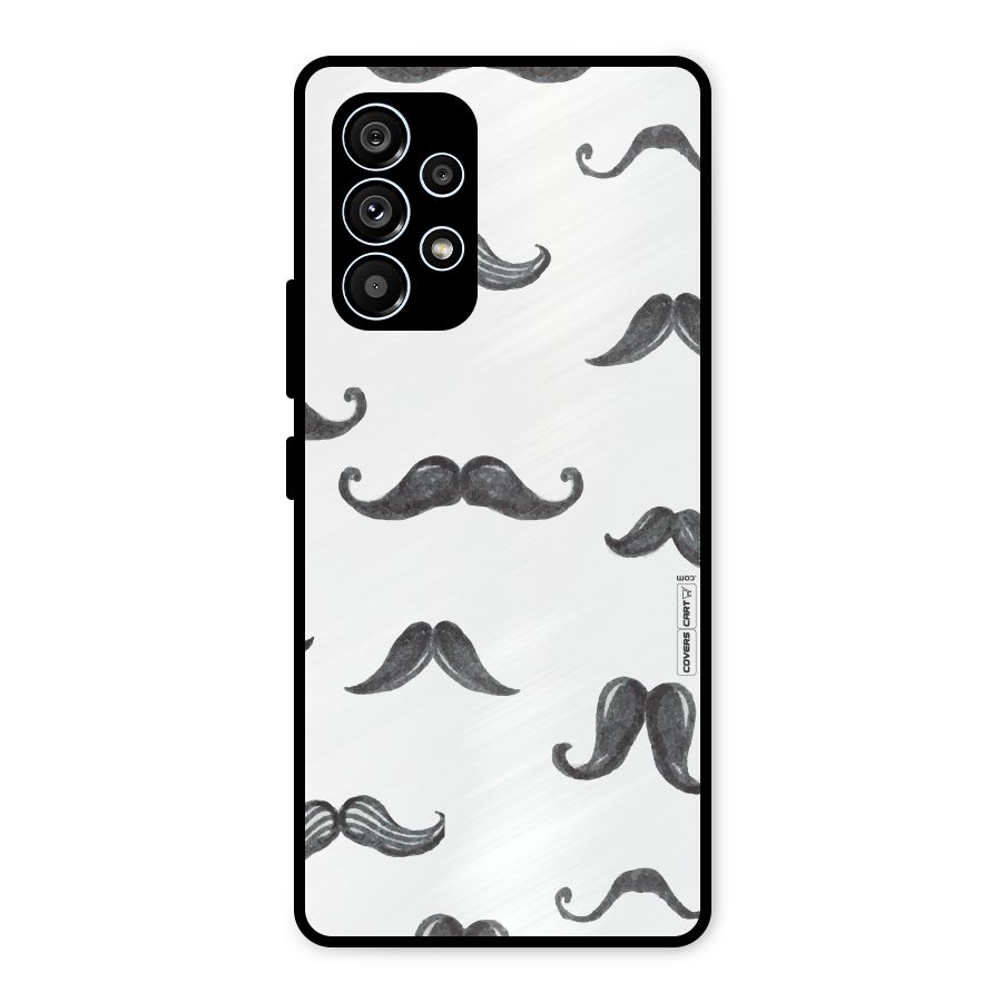 Moustache Pattern (Black) Metal Back Case for Galaxy A53 5G