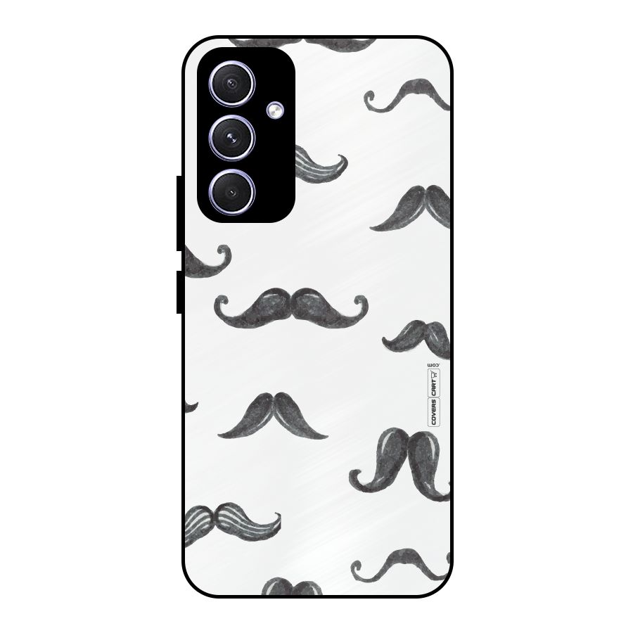 Moustache Pattern (Black) Metal Back Case for Galaxy A54