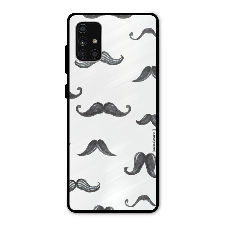 Moustache Pattern (Black) Metal Back Case for Galaxy A71