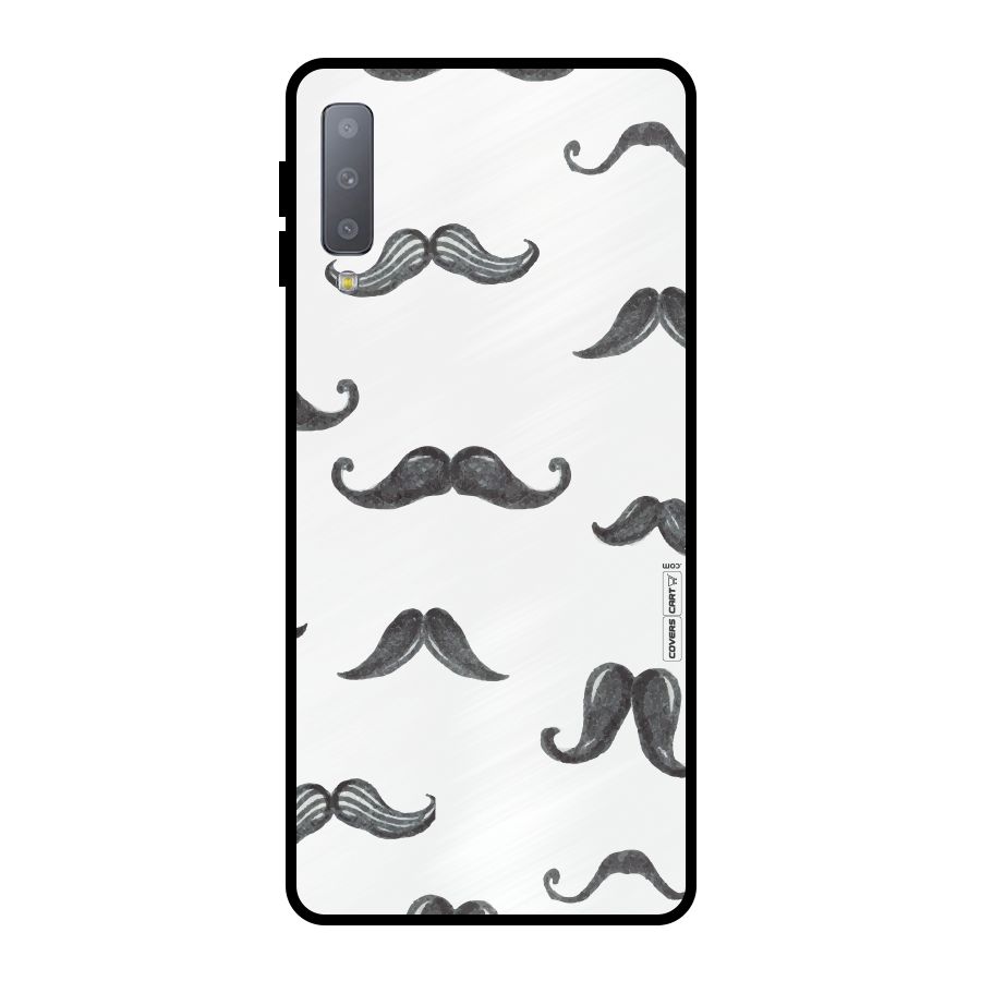Moustache Pattern (Black) Metal Back Case for Galaxy A7 (2018)