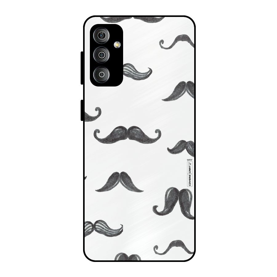 Moustache Pattern (Black) Metal Back Case for Galaxy F23
