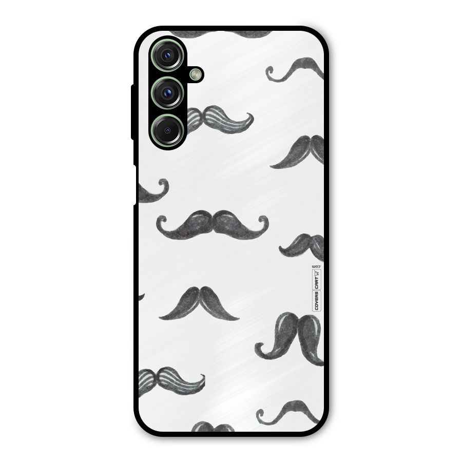 Moustache Pattern (Black) Metal Back Case for Galaxy F34