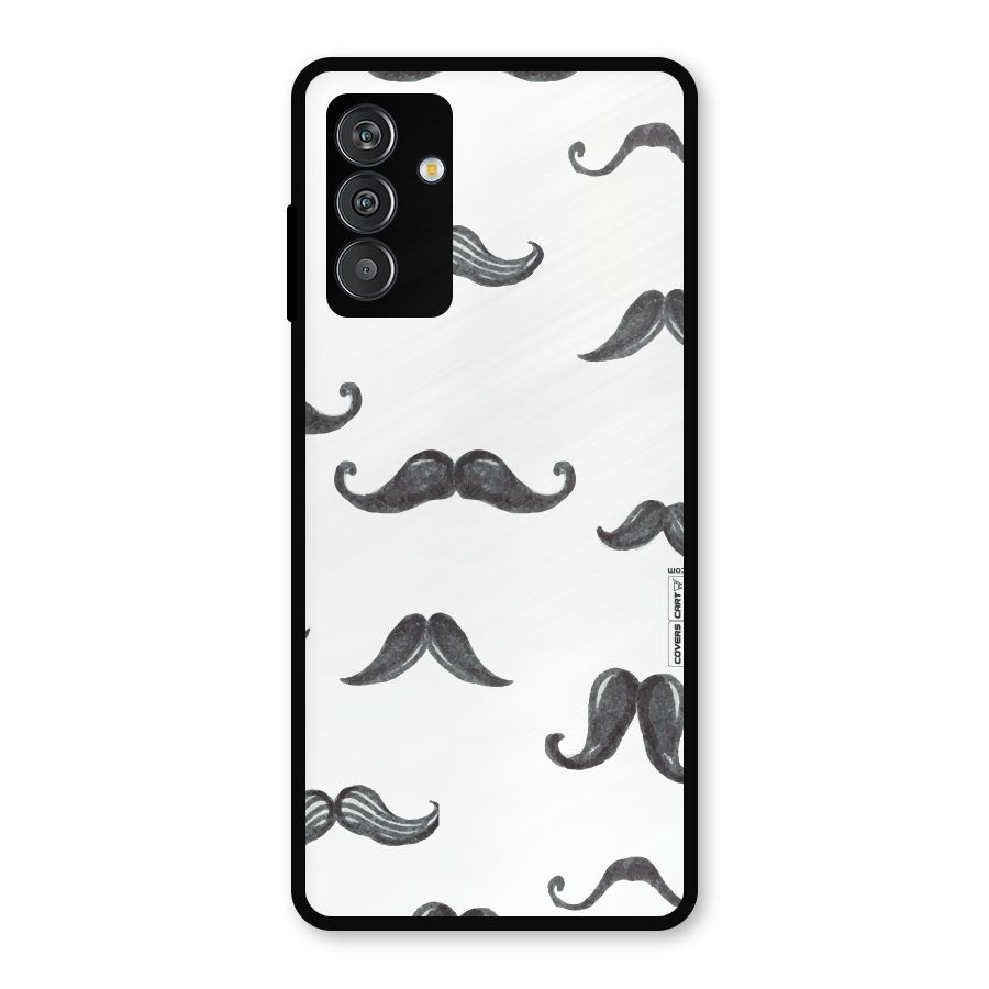 Moustache Pattern (Black) Metal Back Case for Galaxy M13