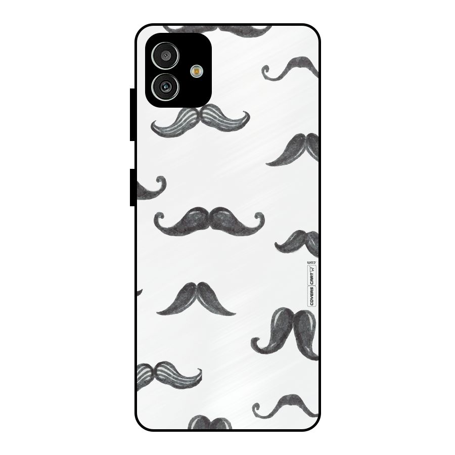 Moustache Pattern (Black) Metal Back Case for Galaxy M13 5G