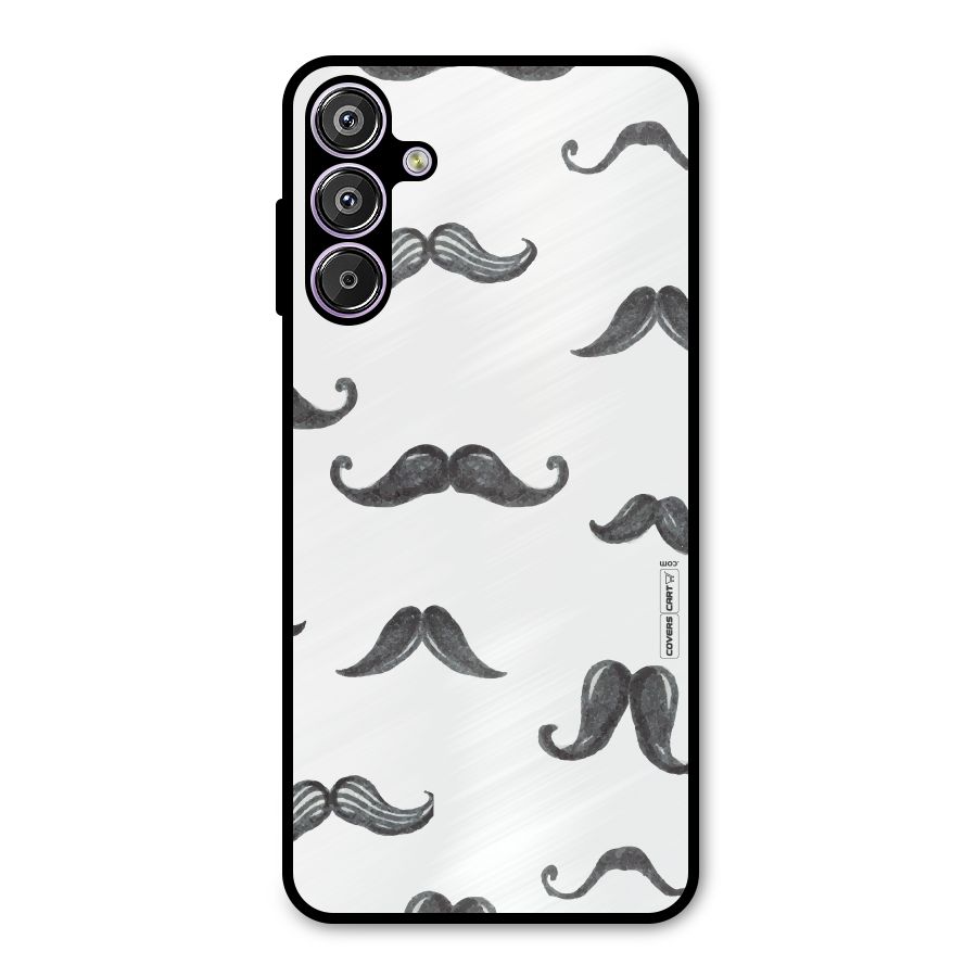 Moustache Pattern (Black) Metal Back Case for Galaxy M15