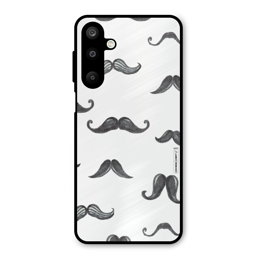 Moustache Pattern (Black) Metal Back Case for Galaxy M16