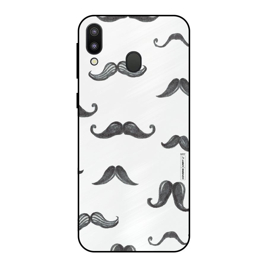 Moustache Pattern (Black) Metal Back Case for Galaxy M20