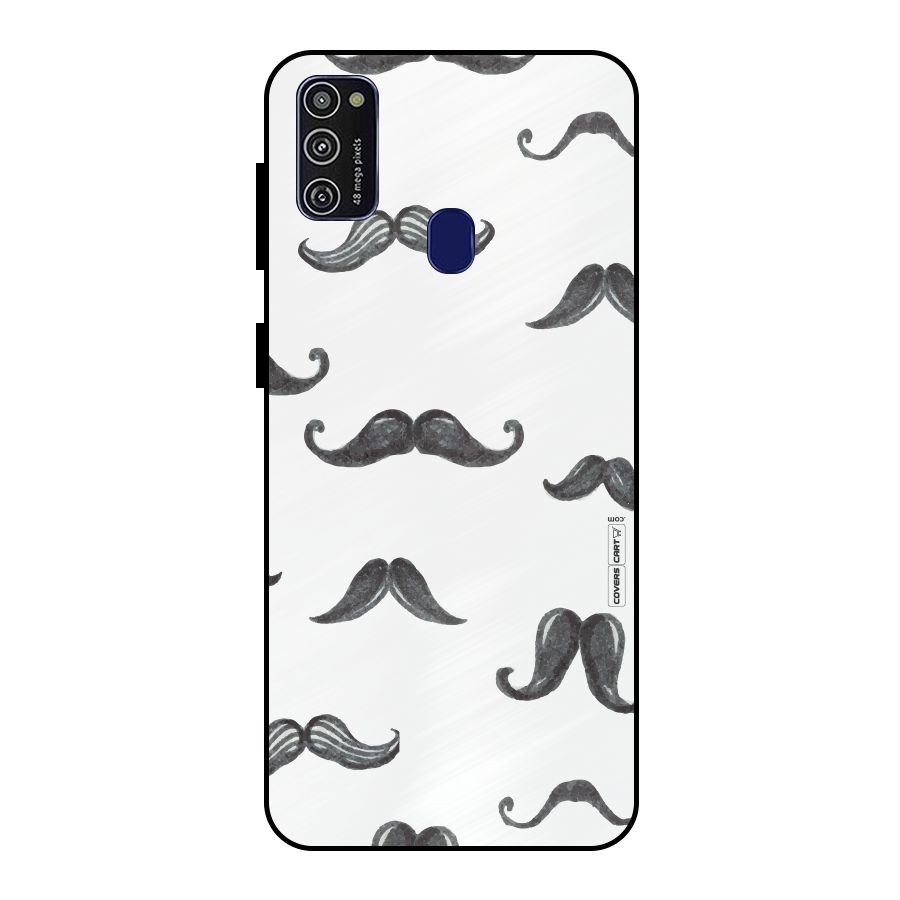 Moustache Pattern (Black) Metal Back Case for Galaxy M21