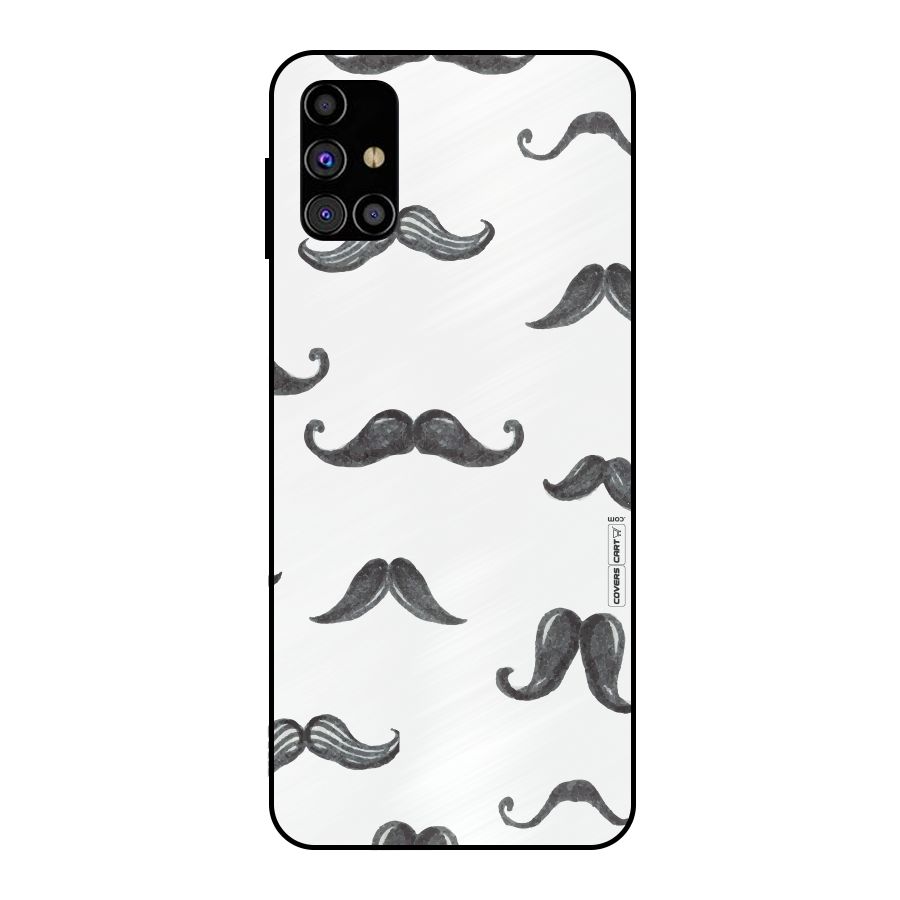 Moustache Pattern (Black) Metal Back Case for Galaxy M31s