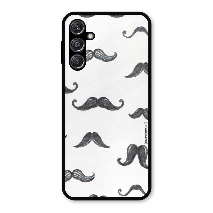 Moustache Pattern (Black) Metal Back Case for Galaxy M34 5G