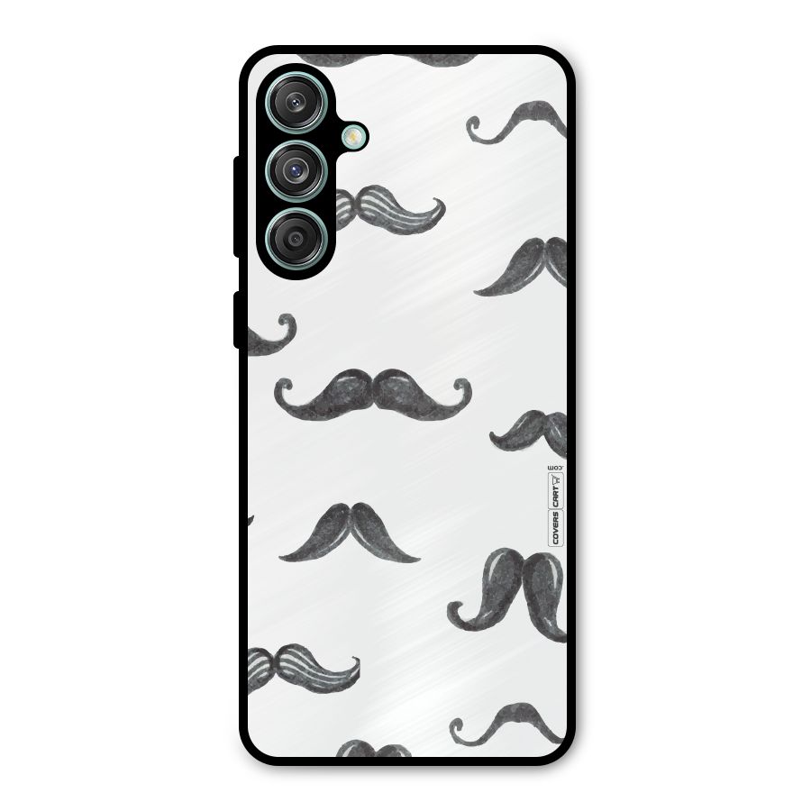 Moustache Pattern (Black) Metal Back Case for Galaxy M55 5G