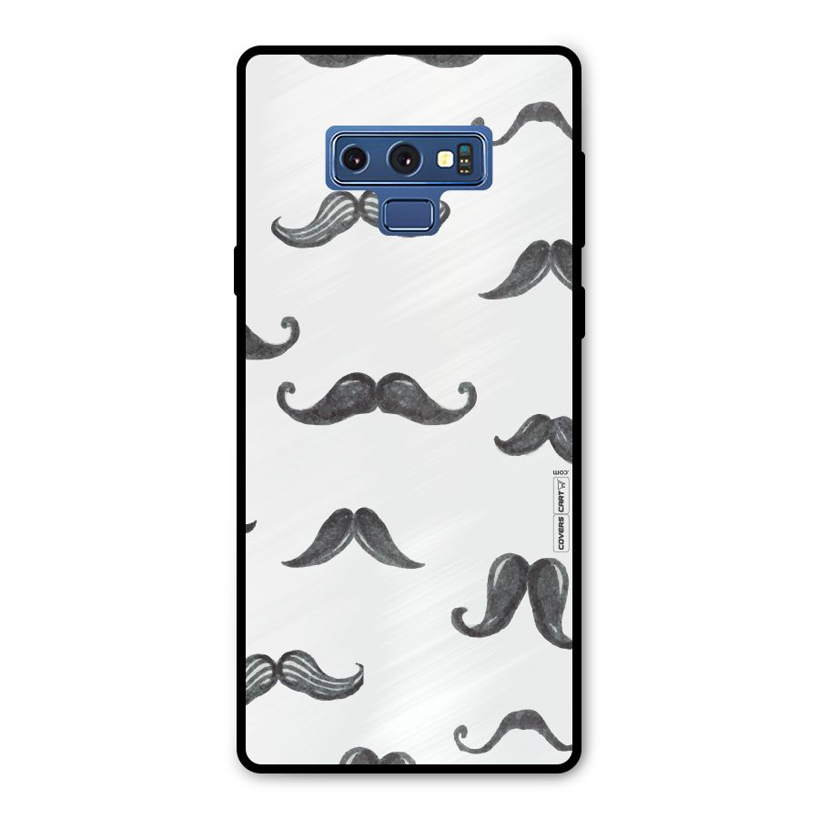 Moustache Pattern (Black) Metal Back Case for Galaxy Note 9