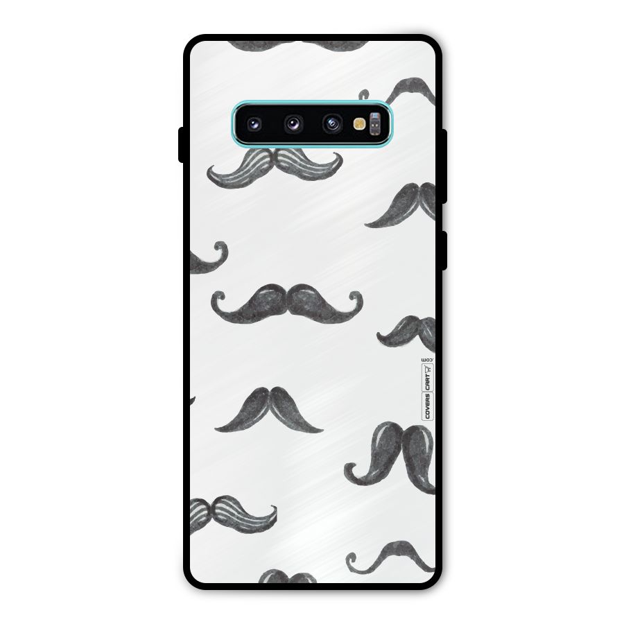 Moustache Pattern (Black) Metal Back Case for Galaxy S10 Plus