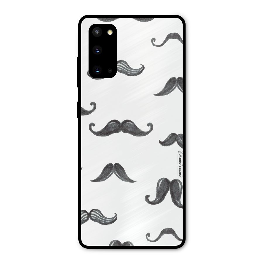 Moustache Pattern (Black) Metal Back Case for Galaxy S20