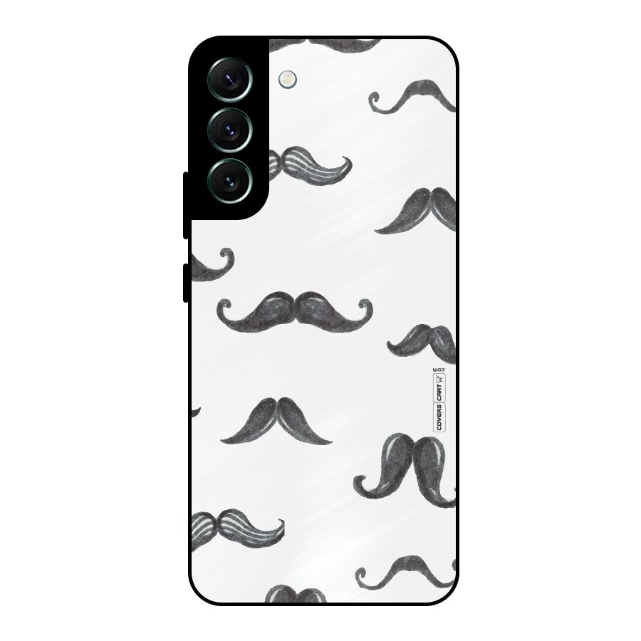 Moustache Pattern (Black) Metal Back Case for Galaxy S22 Plus 5G
