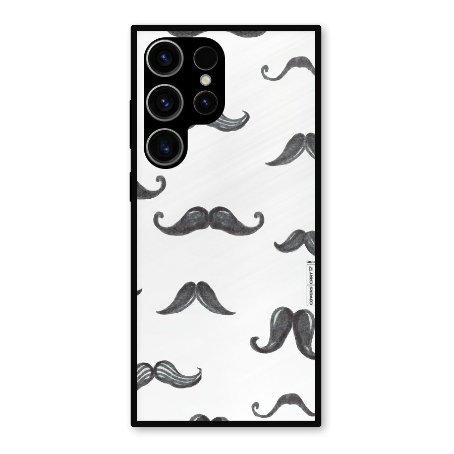 Moustache Pattern (Black) Metal Back Case for Galaxy S23 Ultra