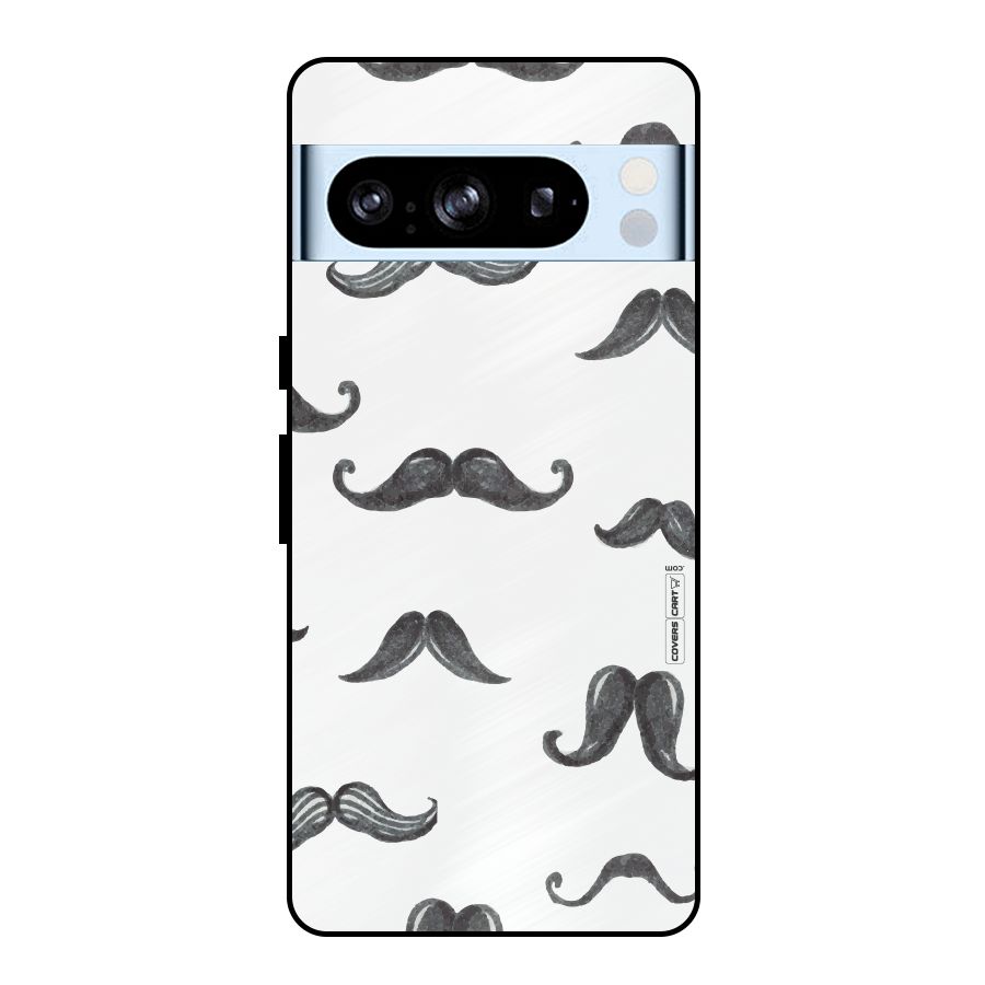 Moustache Pattern (Black) Metal Back Case for Google Pixel 8 Pro