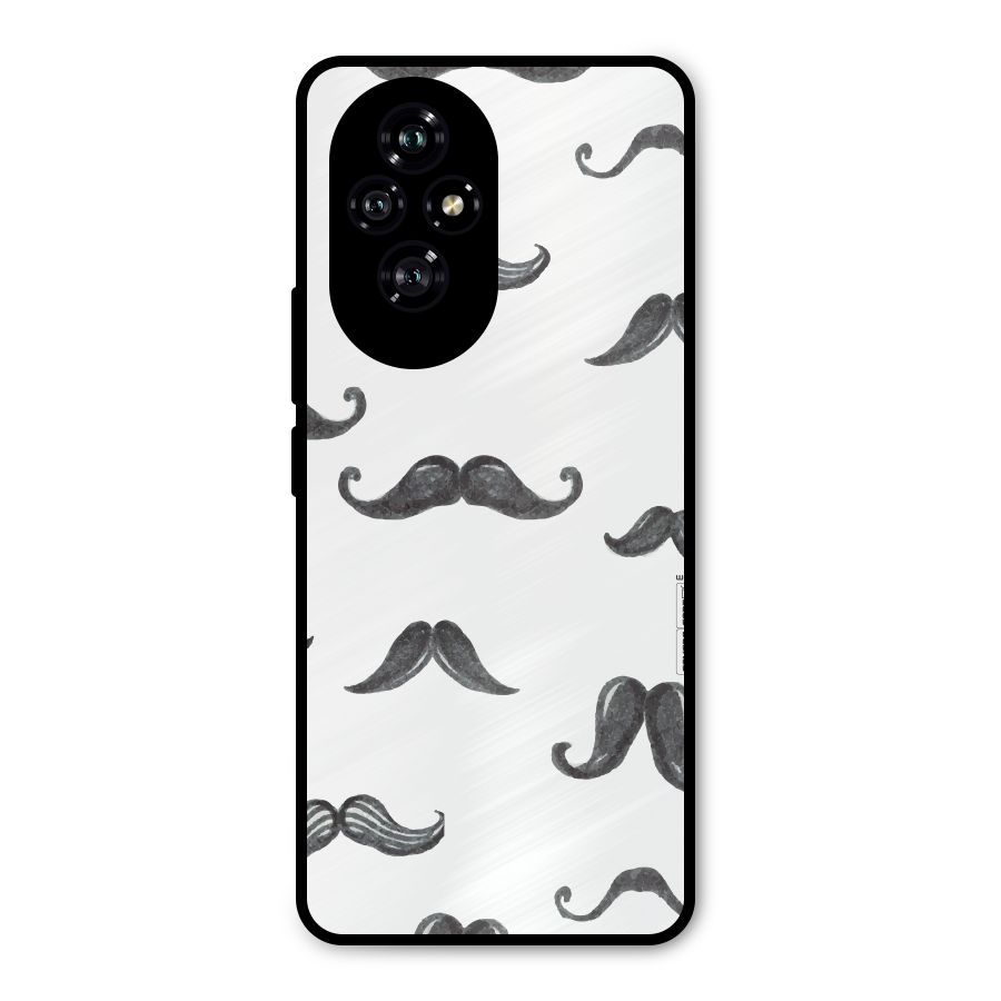Moustache Pattern (Black) Metal Back Case for Honor 200