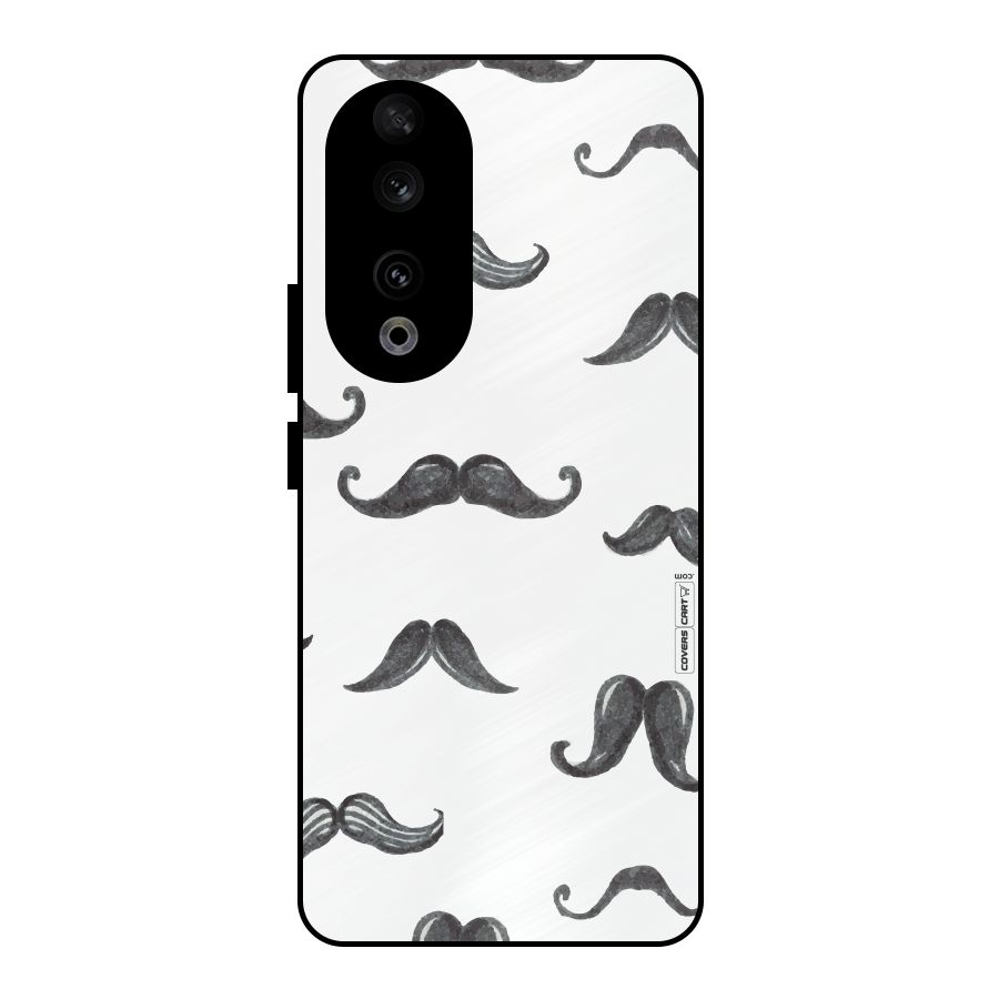 Moustache Pattern (Black) Metal Back Case for Honor 90