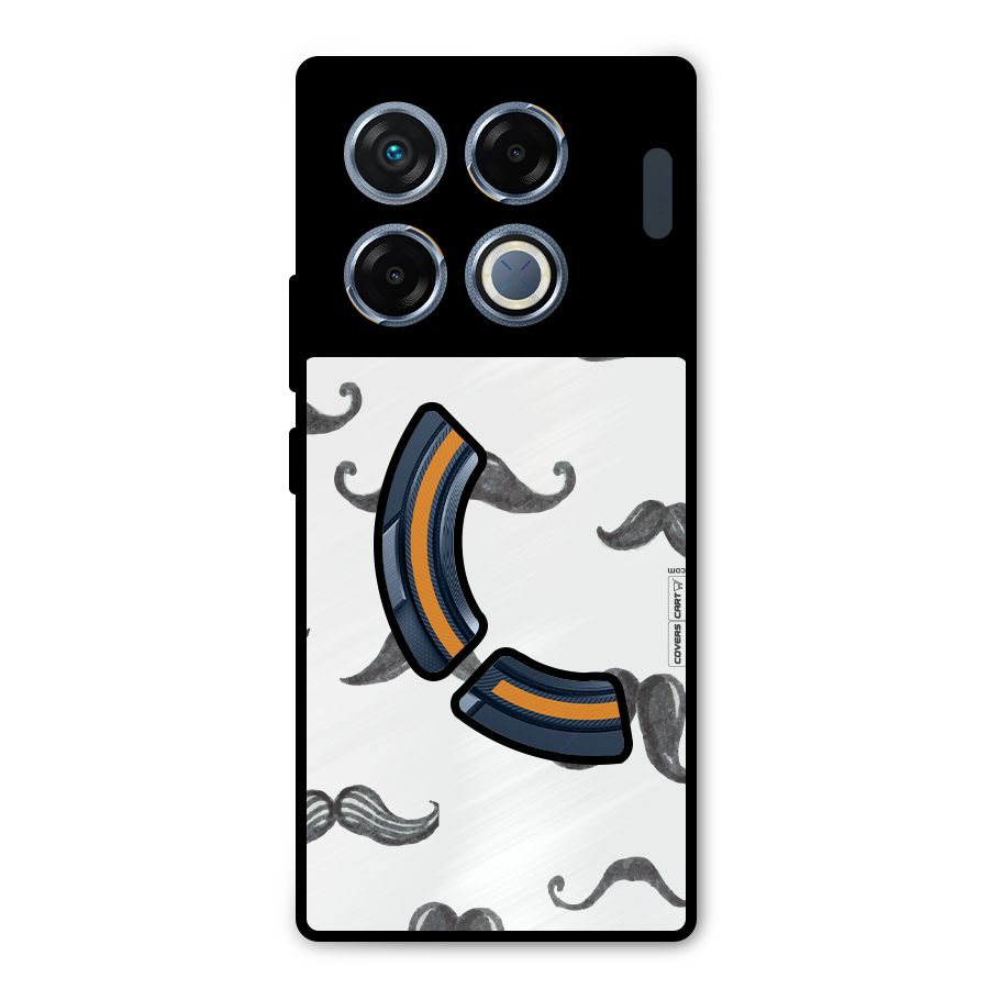 Moustache Pattern (Black) Metal Back Case for Infinix GT 20 Pro