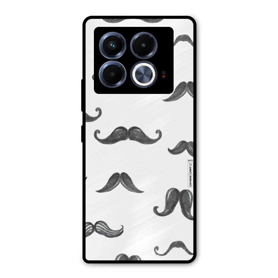 Moustache Pattern (Black) Metal Back Case for Infinix Note 40 5G