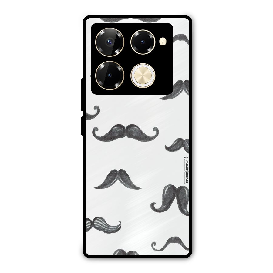 Moustache Pattern (Black) Metal Back Case for Infinix Note 40 Pro