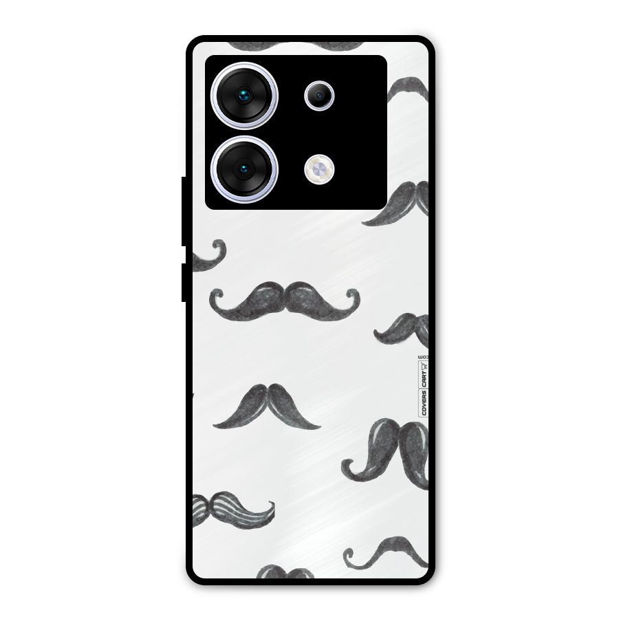 Moustache Pattern (Black) Metal Back Case for Infinix Zero 30 5G