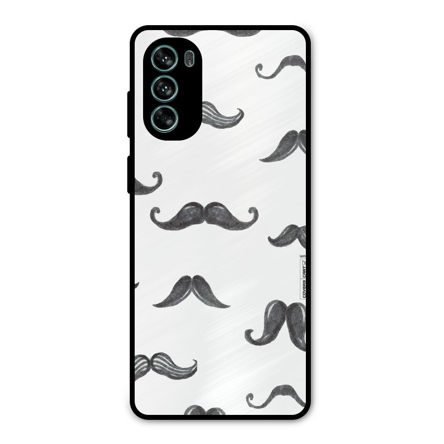Moustache Pattern (Black) Metal Back Case for Moto G62