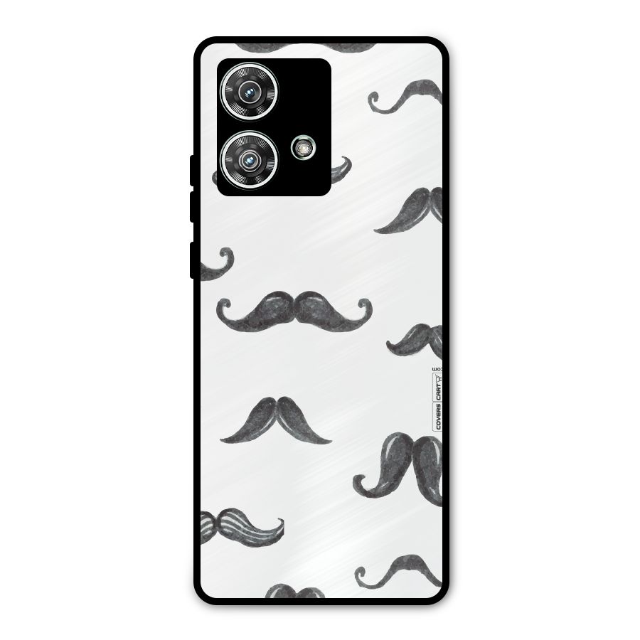 Moustache Pattern (Black) Metal Back Case for Motorola Edge 40 Neo