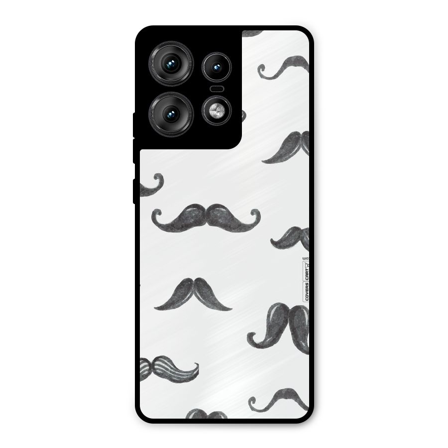 Moustache Pattern (Black) Metal Back Case for Motorola Edge 50 Pro