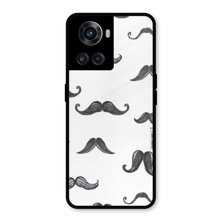 Moustache Pattern (Black) Metal Back Case for OnePlus 10R