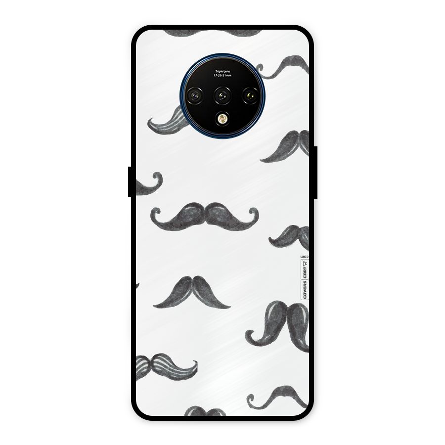 Moustache Pattern (Black) Metal Back Case for OnePlus 7T