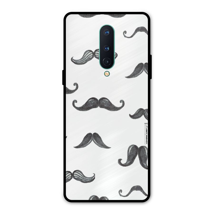 Moustache Pattern (Black) Metal Back Case for OnePlus 8