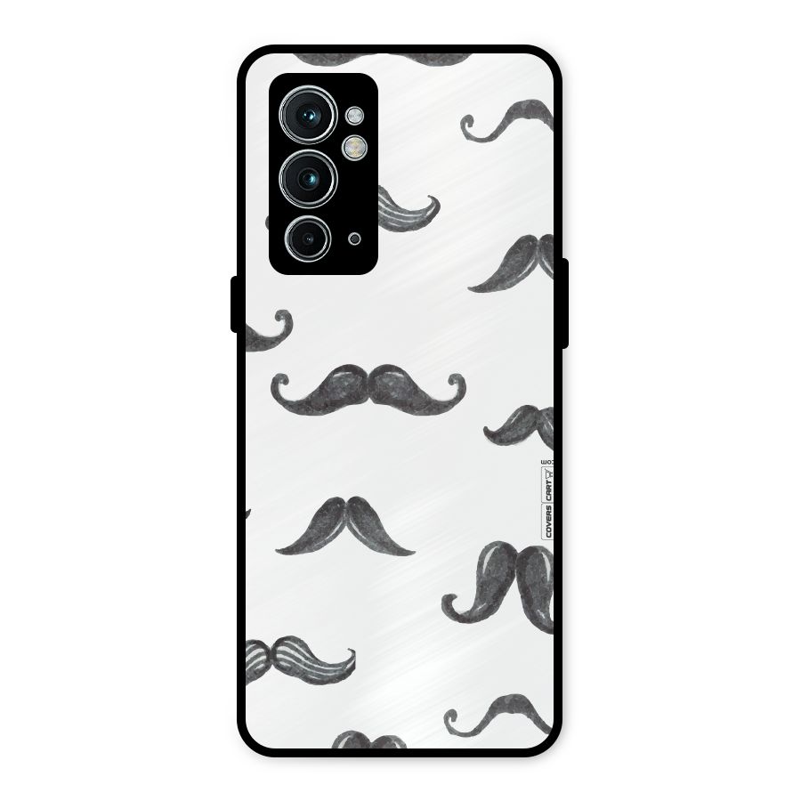 Moustache Pattern (Black) Metal Back Case for OnePlus 9RT 5G