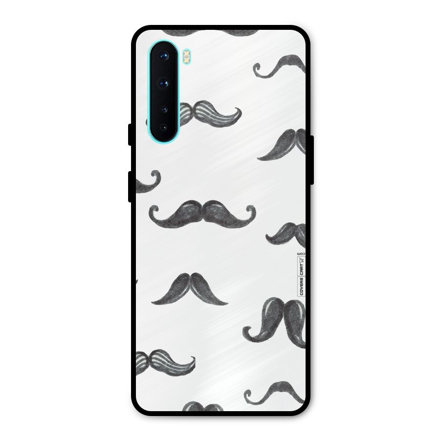 Moustache Pattern (Black) Metal Back Case for OnePlus Nord