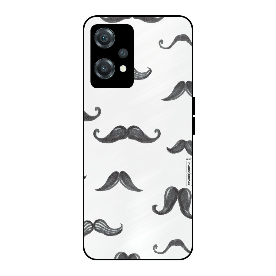 Moustache Pattern (Black) Metal Back Case for OnePlus Nord CE 2 Lite 5G