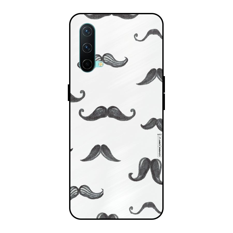 Moustache Pattern (Black) Metal Back Case for OnePlus Nord CE 5G