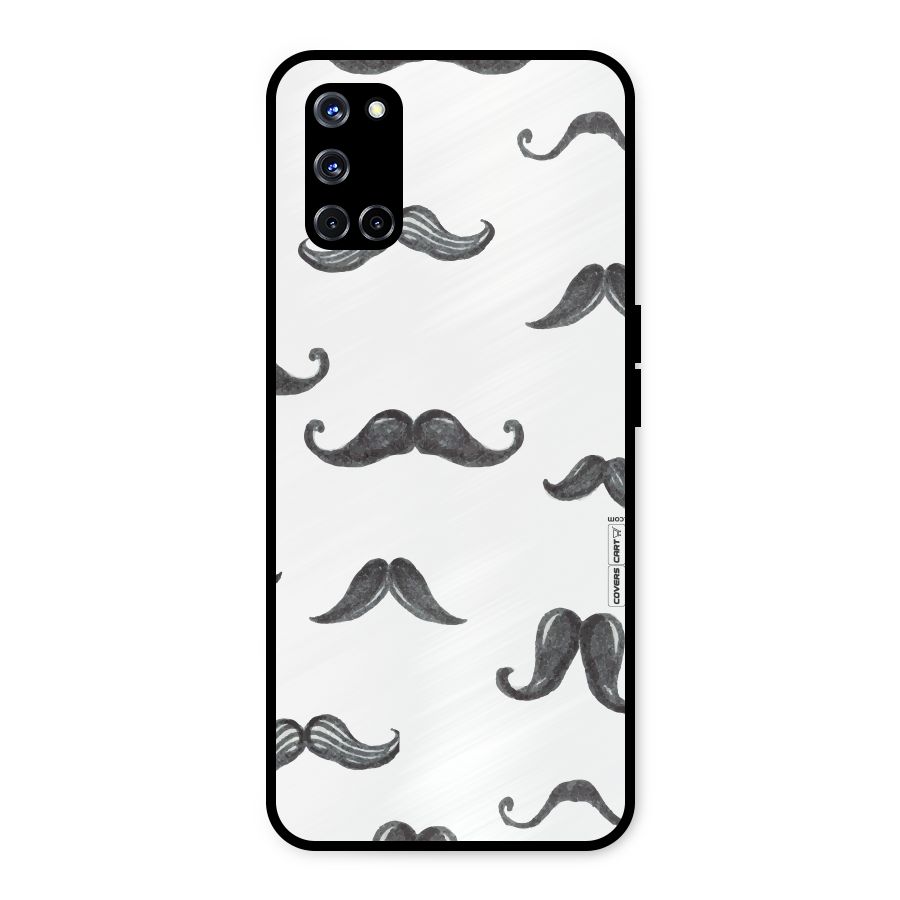 Moustache Pattern (Black) Metal Back Case for Oppo A52