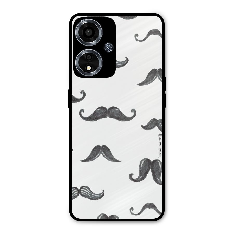 Moustache Pattern (Black) Metal Back Case for Oppo A59