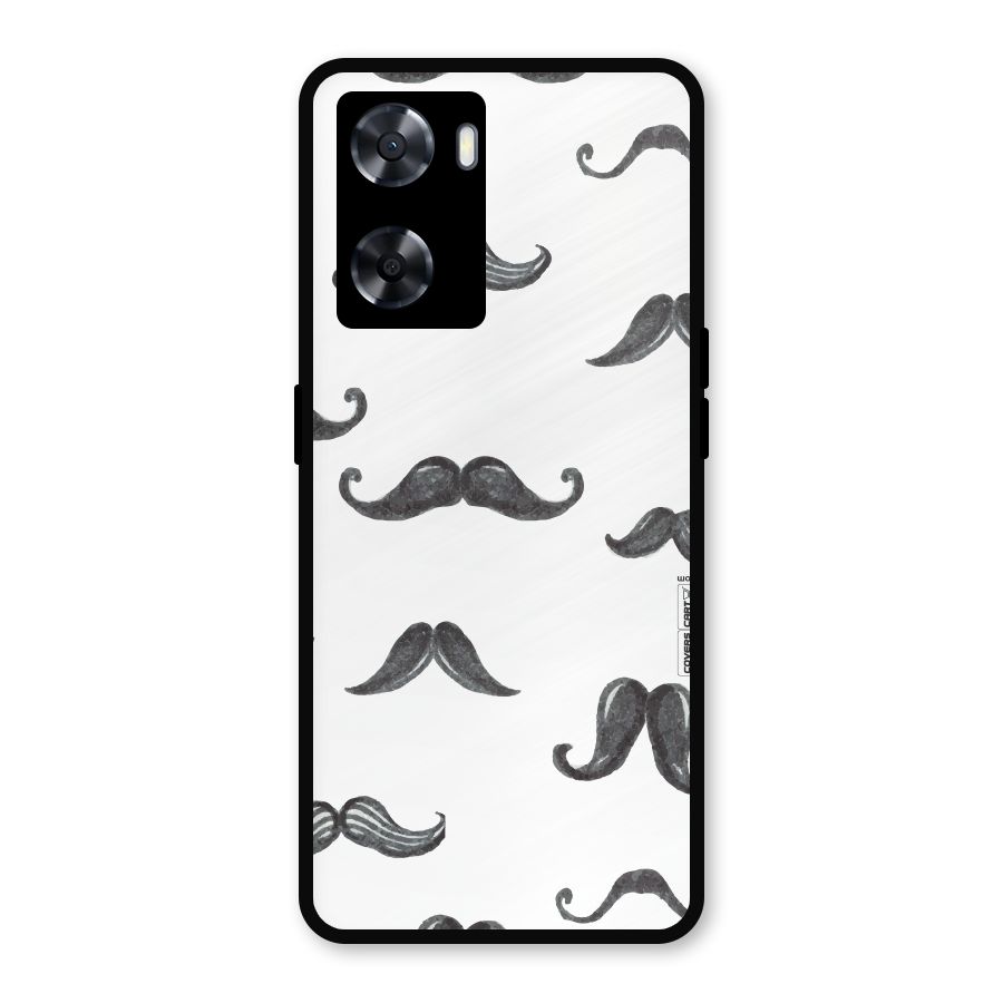 Moustache Pattern (Black) Metal Back Case for Oppo A77s