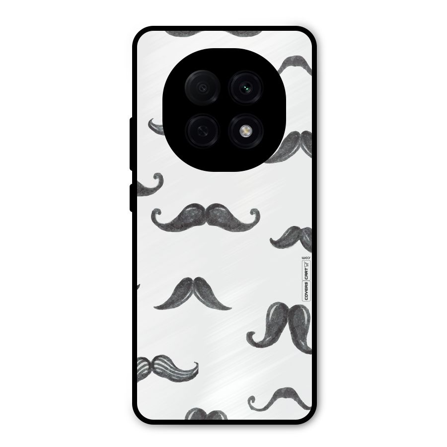 Moustache Pattern (Black) Metal Back Case for Oppo F29 Pro