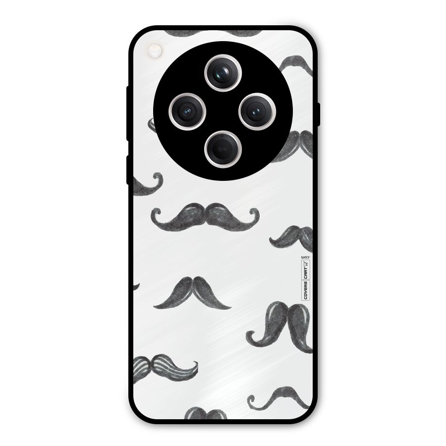 Moustache Pattern (Black) Metal Back Case for Oppo Find X8