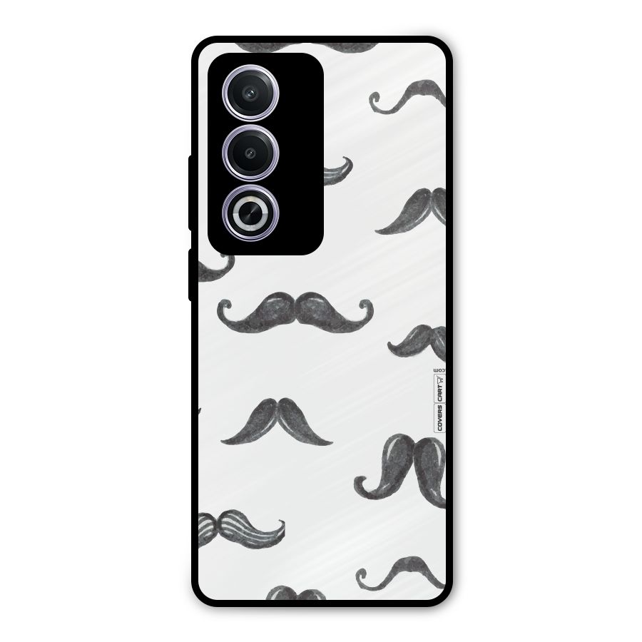 Moustache Pattern (Black) Metal Back Case for Oppo K12x
